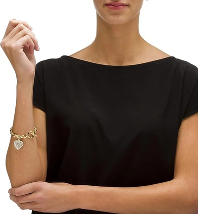 Shop Liv Oliver 18k Gold Heart Charm Embellished Bracelet