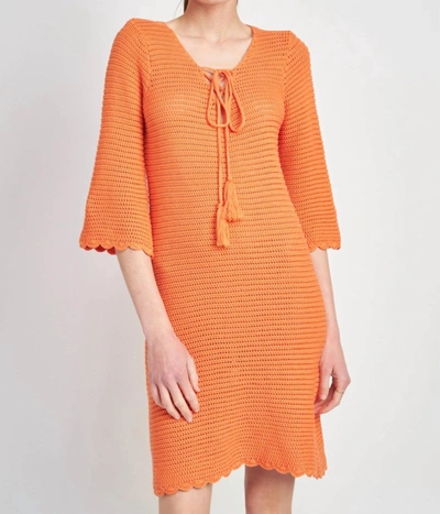 Jacquie The Label Crochet V-neck Dress In Orange In Orange