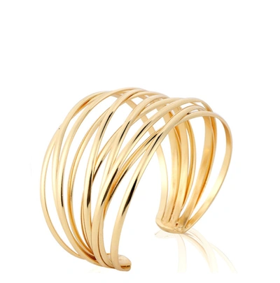 Liv Oliver 18k Gold Plated Multi Layer Cuff Bangle In Gold