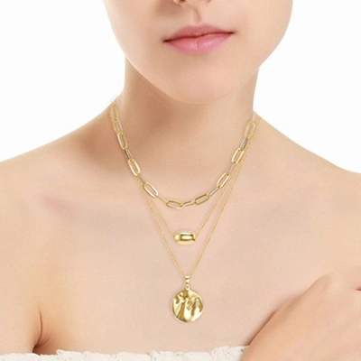 Liv Oliver 18k Gold Multi Layer Modern Necklace In Gold