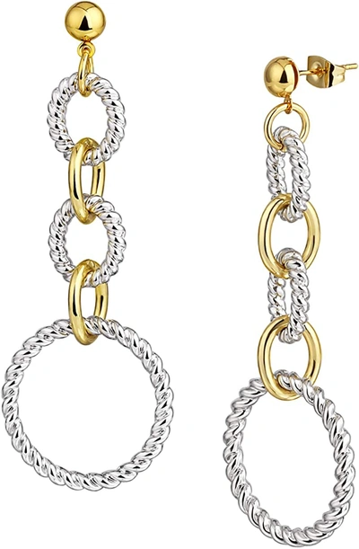 Liv Oliver 18k Gold Two Tone Textured Drop Earrings In Multi