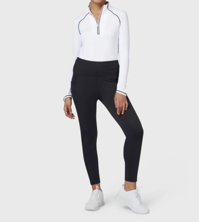 Original Penguin Solid Performance Leggings In Caviar In Black