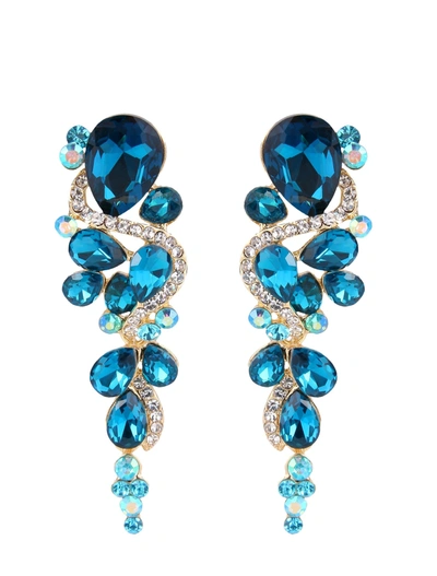 Shop Liv Oliver 18k Gold Multi Color Chandelier Earrings In Blue