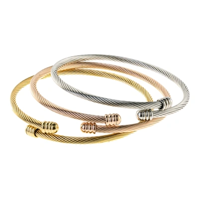 Liv Oliver Multi Tri Color Textured Wrap Bangle Set In Multi