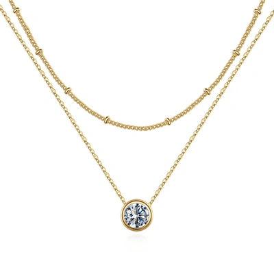 Shop Liv Oliver 18k Gold Plated Cz Double Layer Necklace