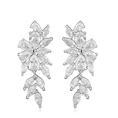 Shop Liv Oliver 18k Gold Marquise Cluster Earrings In Silver