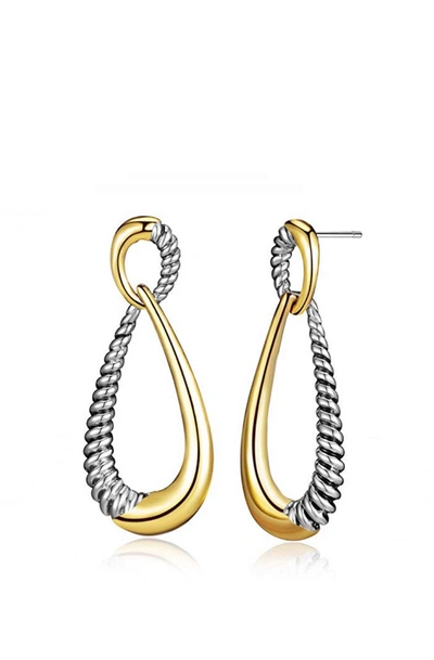 Shop Liv Oliver 18k Gold Two Tone Textured Drop Earrings