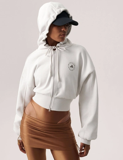 Shop Adidas By Stella Mccartney Sportswear Cropped Hoodie In White