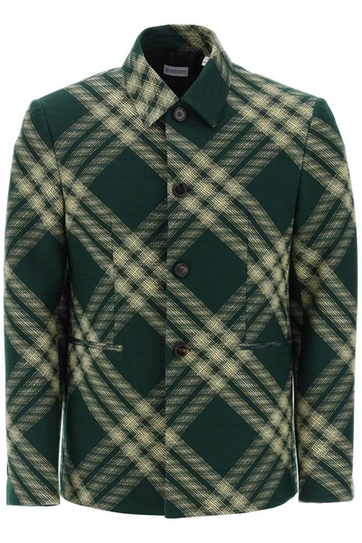 Burberry Check Wool Tailored Jacket In Multicolor
