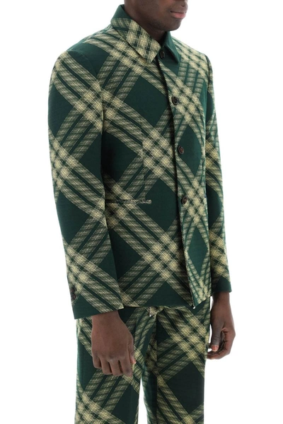 Burberry Check Wool Tailored Jacket In Multicolor