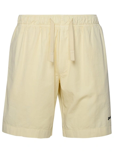 Shop Palm Angels Ivory Cotton Bermuda Shorts In Avorio