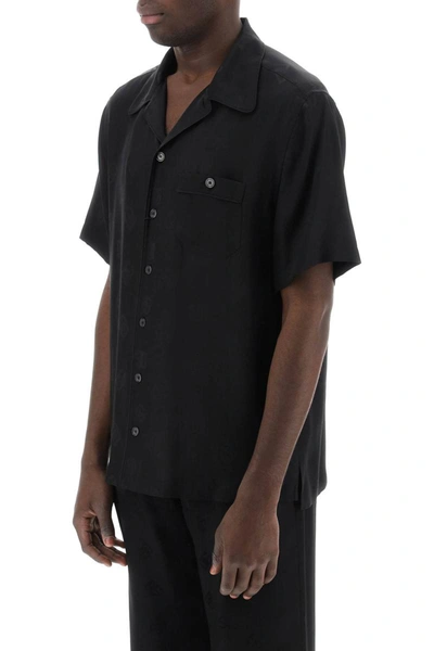 Shop Dolce & Gabbana Silk Jacquard Bowling Shirt In Black
