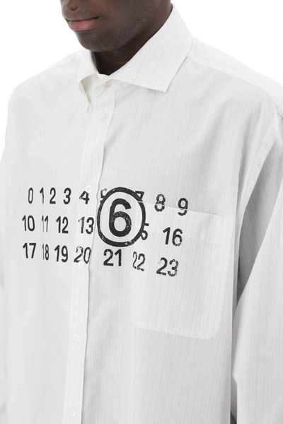 Shop Mm6 Maison Margiela "spliced Shirt With Numerical Graphic In White