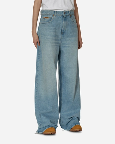 Shop Martine Rose Extended Wide Leg Jeans Bleached Wash In Blue