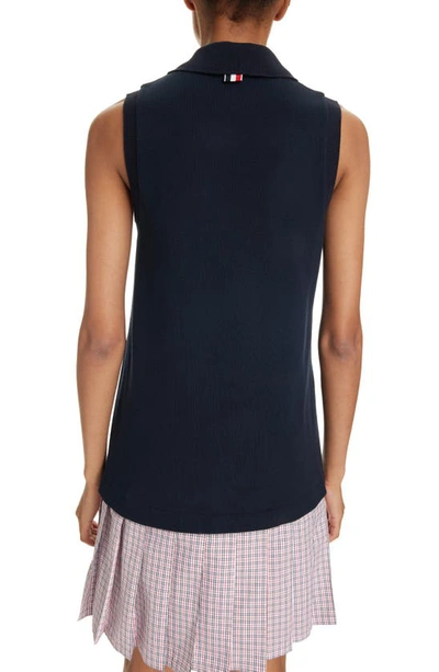 Shop Thom Browne Mixed Media Sleeveless Minidress In Navy