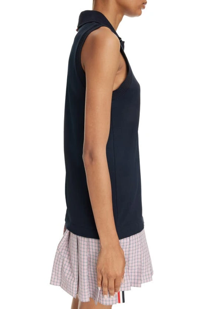 Shop Thom Browne Mixed Media Sleeveless Minidress In Navy