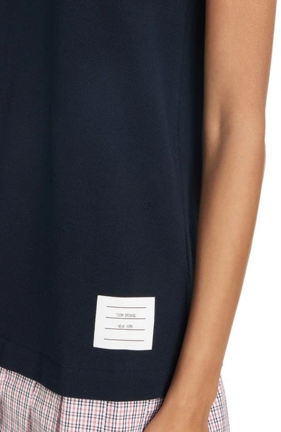 Thom Browne Mixed Media Sleeveless Minidress In Navy