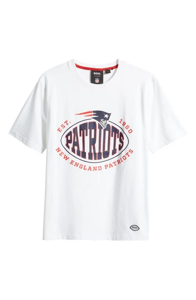 Shop Hugo Boss X Nfl Stretch Cotton Graphic T-shirt In New England Patriots White