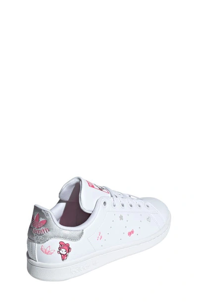 Shop Adidas Originals Kids' Stan Smith Low Top Sneaker In White/ Core Black/ Pink