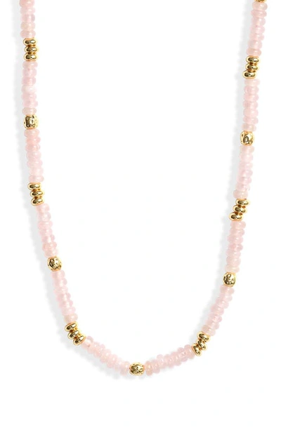 Shop Kendra Scott Deliah Beaded Necklace In Gold Rose Quartz