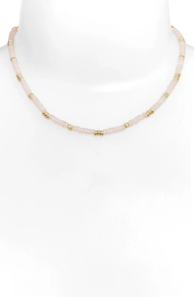 Shop Kendra Scott Deliah Beaded Necklace In Gold Rose Quartz