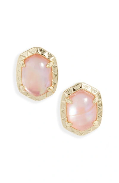 Shop Kendra Scott Daphne Stud Earrings In Gold Light Pink Abalone