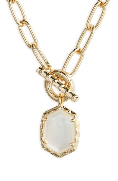 Shop Kendra Scott Daphne Toggle Necklace In Gold/ Ivory Mother Of Pearl