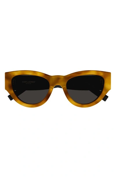 Shop Saint Laurent 53mm Cat Eye Sunglasses In Havana