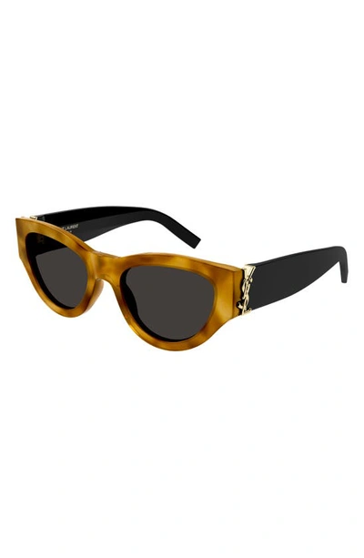 Shop Saint Laurent 53mm Cat Eye Sunglasses In Havana