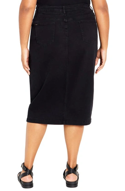 Shop City Chic Vivian Denim Midi Skirt In Black