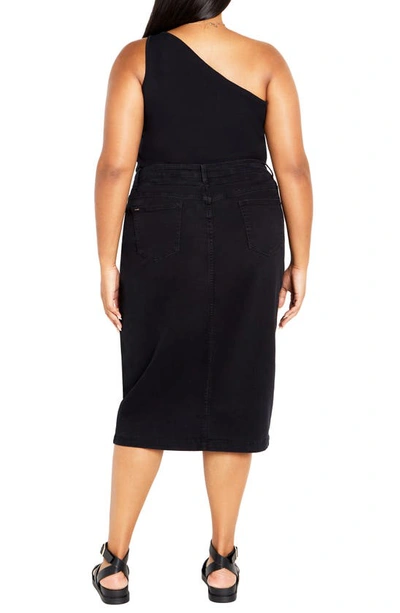 Shop City Chic Vivian Denim Midi Skirt In Black