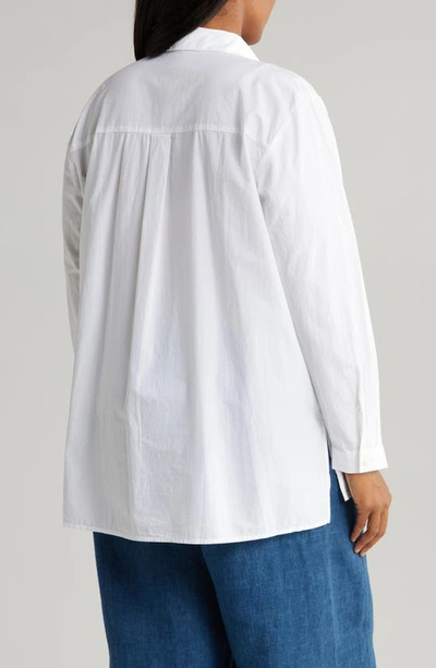 Shop Eileen Fisher Easy Organic Cotton Button-up Shirt In White