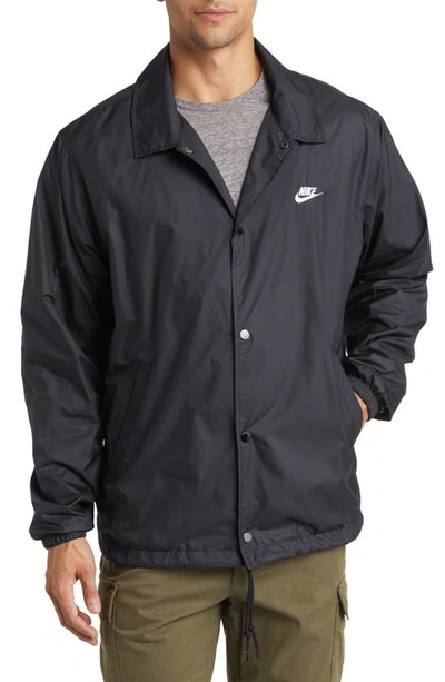 Shop Nike Club Coach's Jacket In Black/ White