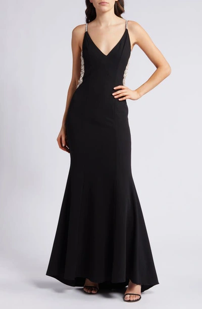 Shop Lulus True Luxe Rhinestone Detail Mermaid Gown In Black