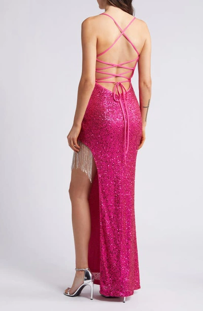 Shop Lulus Here For The Show Sequin Gown In Hot Pink