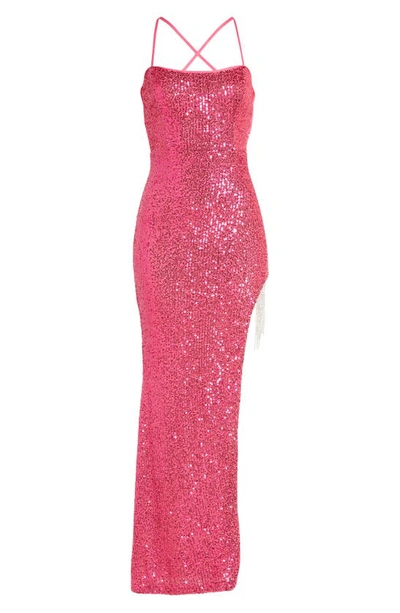 Shop Lulus Here For The Show Sequin Gown In Hot Pink