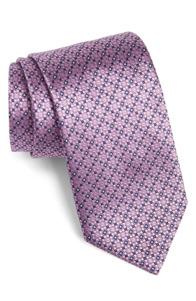 Shop Canali Neat Silk Tie In Pink
