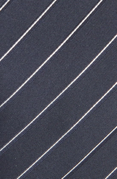 Shop Canali Stripe Silk Tie In Navy