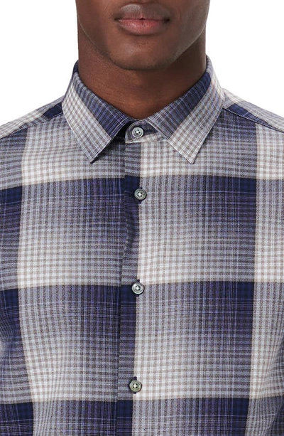 Bugatchi Julian Shaped Fit Check Print Cotton Button-up Shirt In Mocha