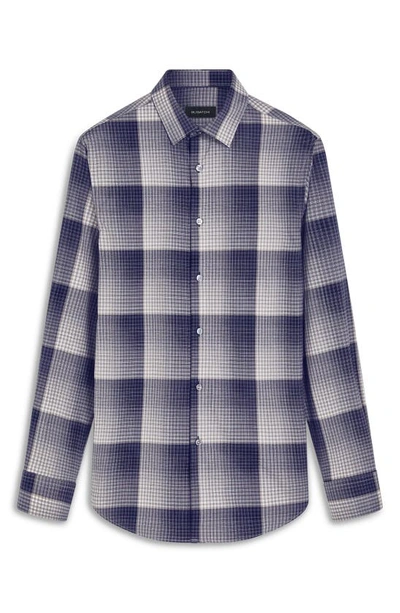 Shop Bugatchi Julian Classic Fit Check Print Cotton Button-up Shirt In Mocha