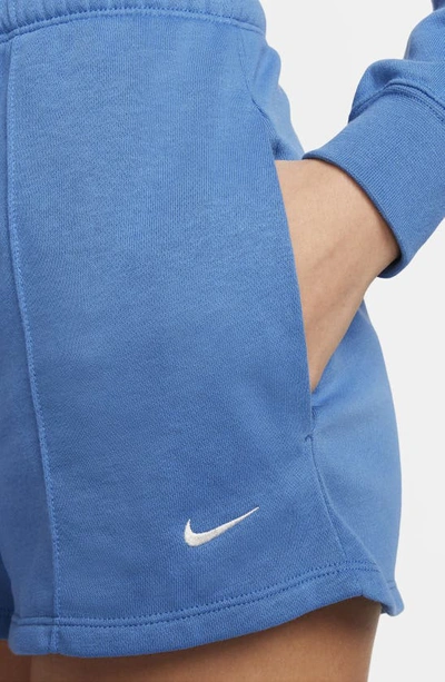 Shop Nike Chill High Waist French Terry Shorts In Star Blue/sail
