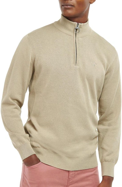 Shop Barbour Cotton Half Zip Sweater In Washed Stone