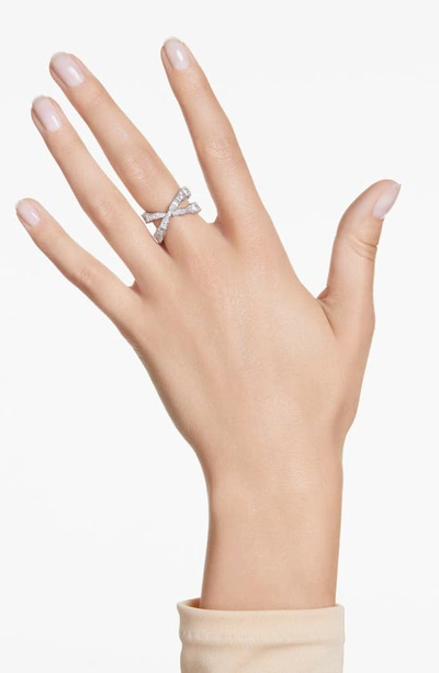 Shop Swarovski Hyperbola Cubic Zirconia Twisted Ring In Silver