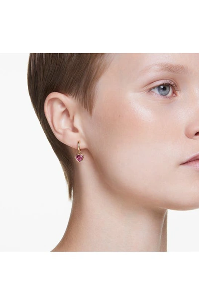 Swarovski Chroma Heart Drop Hoop Earrings In Red