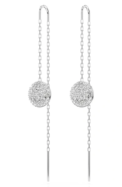 Swarovski Meteora Drop Threader Earrings In Silver