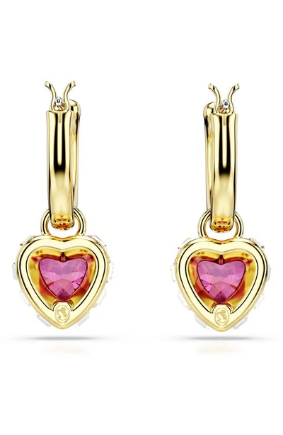 Swarovski Chroma Heart Drop Hoop Earrings In Red