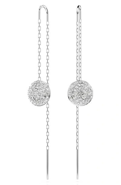 Swarovski Meteora Drop Threader Earrings In Silver