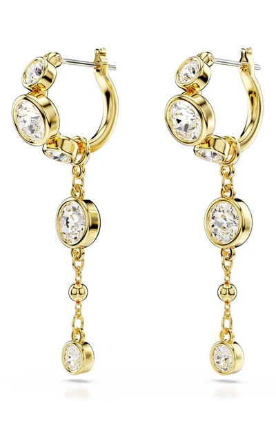 Swarovski Round Cut, White, Mixed Metal Finish Imber Drop Earrings In Gold