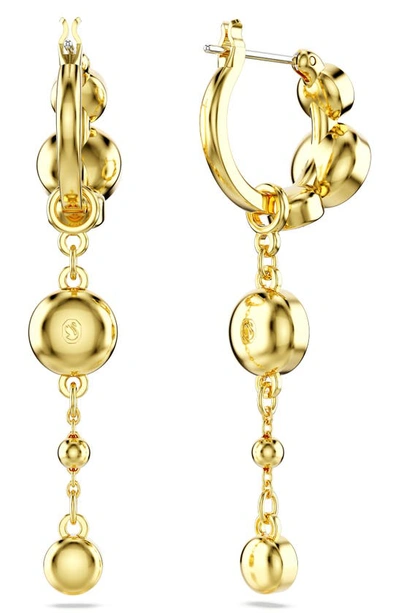 Swarovski Round Cut, White, Mixed Metal Finish Imber Drop Earrings In Gold