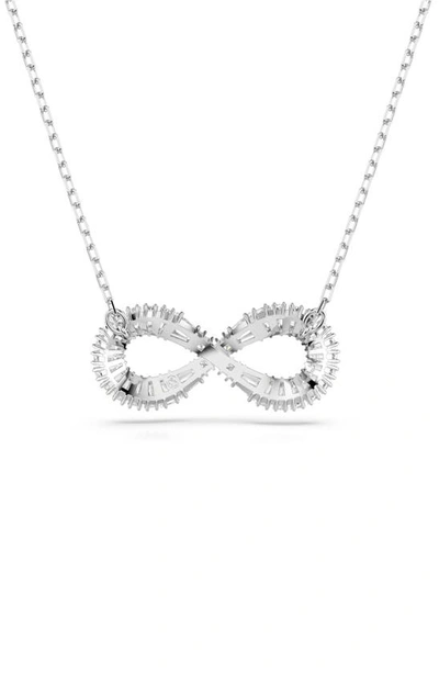 Swarovski Rhodium-plated Crystal Infinity Pendant Necklace, 15" + 2-3/4" Extender In Silver